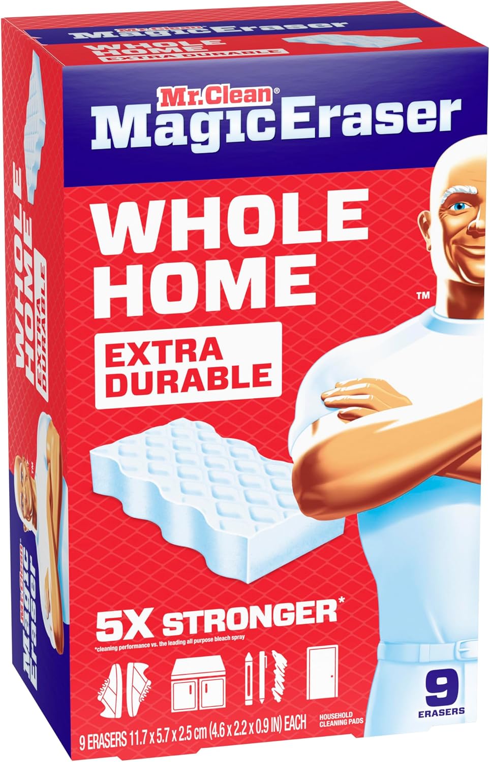 Mr. Clean Magic Eraser, All Purpose Cleaner, Cleaning Scrubber, Wall, Sneaker, Kitchen, Bathroom, Shower Cleaning Supplies, Melamine Pads, Whole Home Extra Durable, 12ct