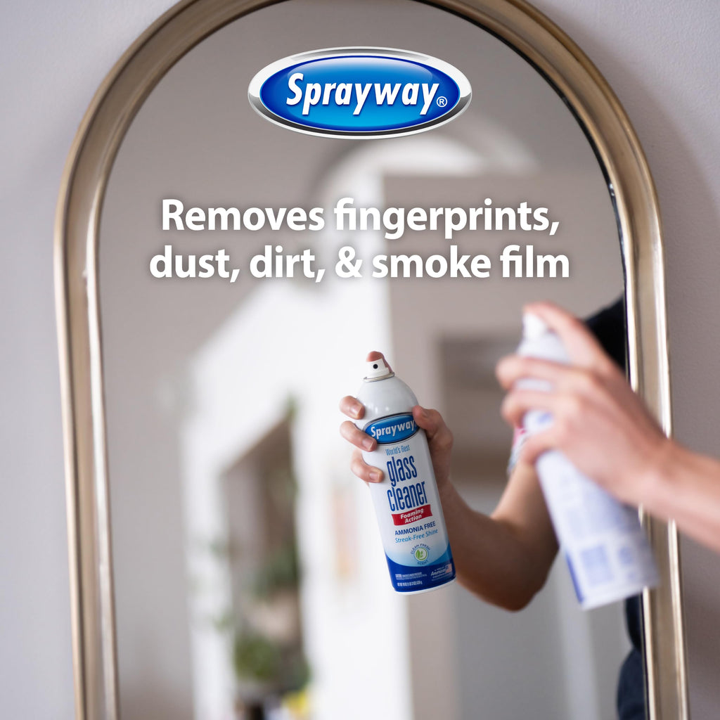 Sprayway Glass Cleaner Foaming Aerosol Spray, 19oz, Pack of 2 | Ammonia-Free, Streakless, Fast-Acting | Cleans & Polishes Glass Surfaces | Fresh Scent, Removes Fingerprints, Dust, Dirt, Smoke Film