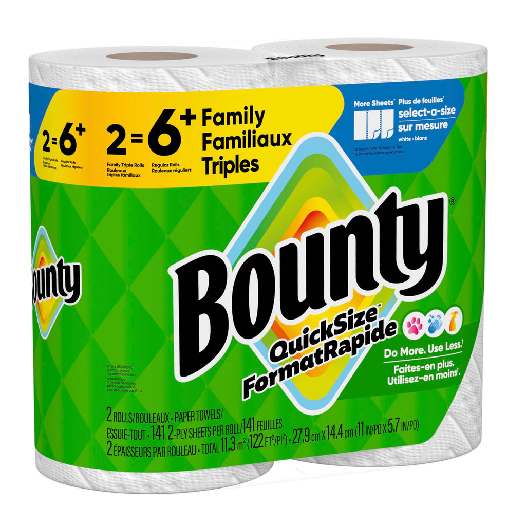 Bounty Quick Size Paper Towels, White, 8 Family Rolls