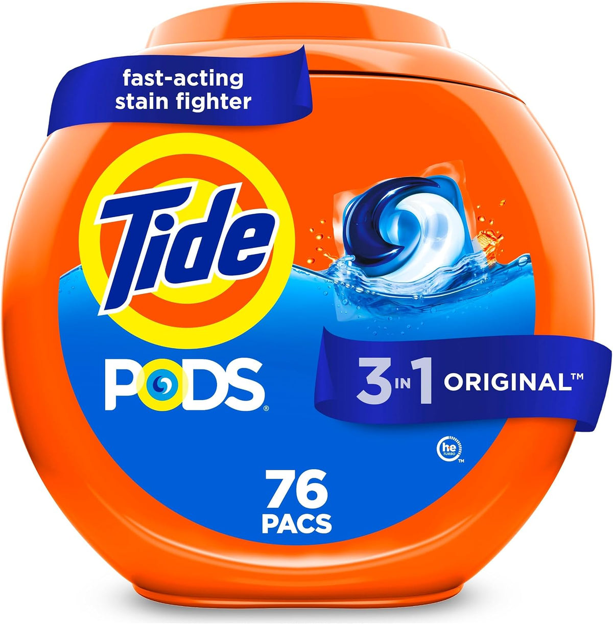 Tide PODS laundry detergent pacs, 3-in-1 Stain Remover, Odor Fighter, Color Protector, 112 Count, HE compatible, Spring Meadow Scent