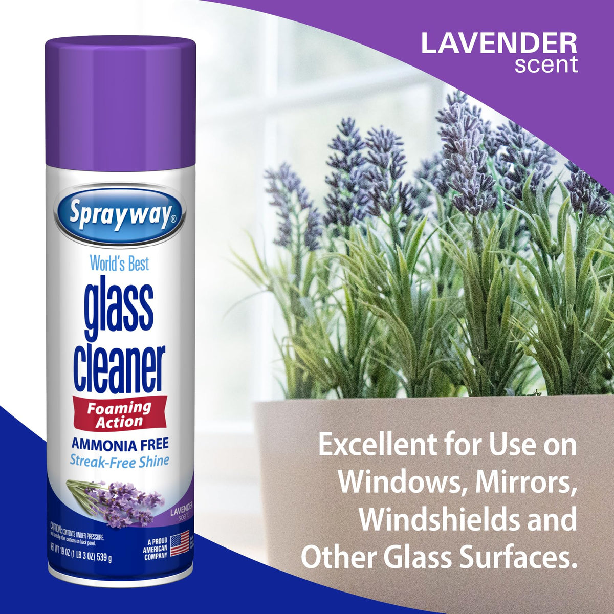 Sprayway Glass Cleaner Foaming Aerosol Spray, 19oz, Pack of 2 | Ammonia-Free, Streakless, Fast-Acting | Cleans & Polishes Glass Surfaces | Fresh Scent, Removes Fingerprints, Dust, Dirt, Smoke Film