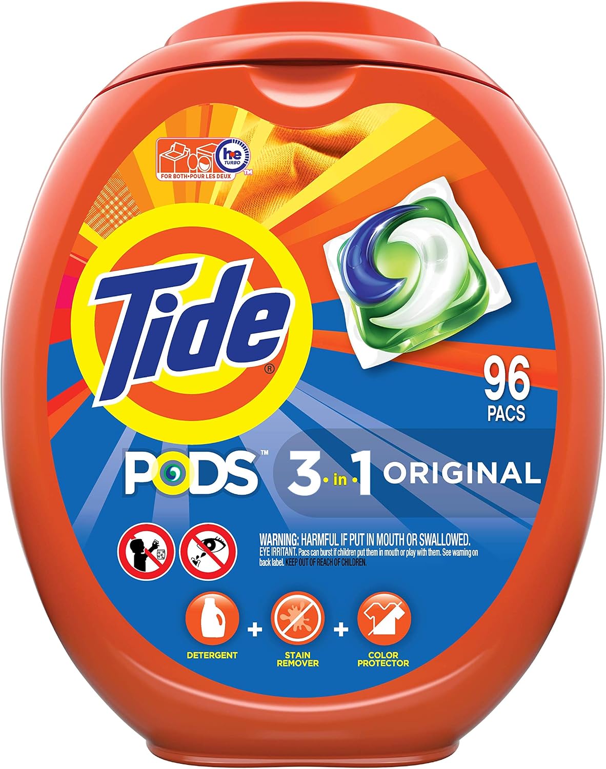 Tide PODS laundry detergent pacs, 3-in-1 Stain Remover, Odor Fighter, Color Protector, 112 Count, HE compatible, Spring Meadow Scent