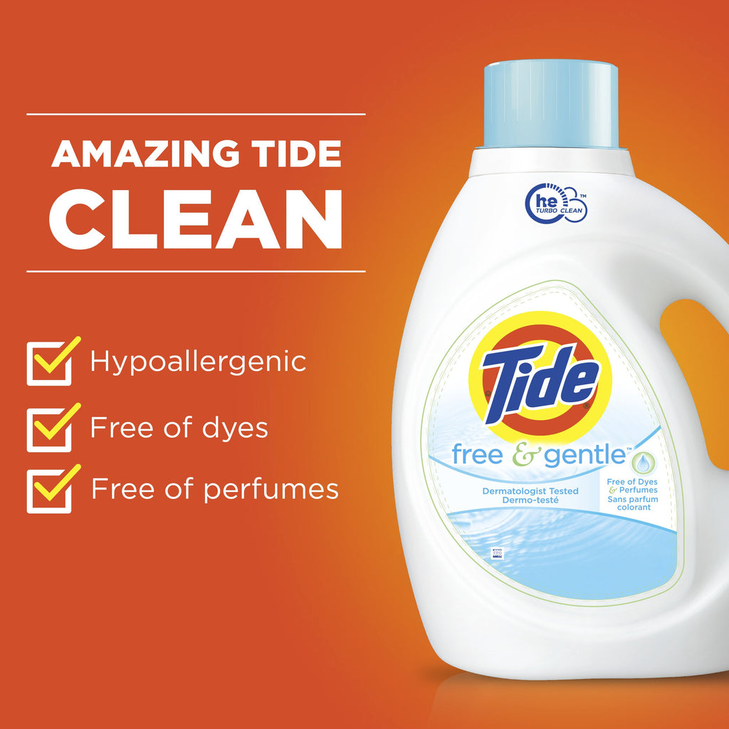 Tide Free & Gentle Liquid Laundry Detergent, Unscented, 1.47 L (32 Loads)
