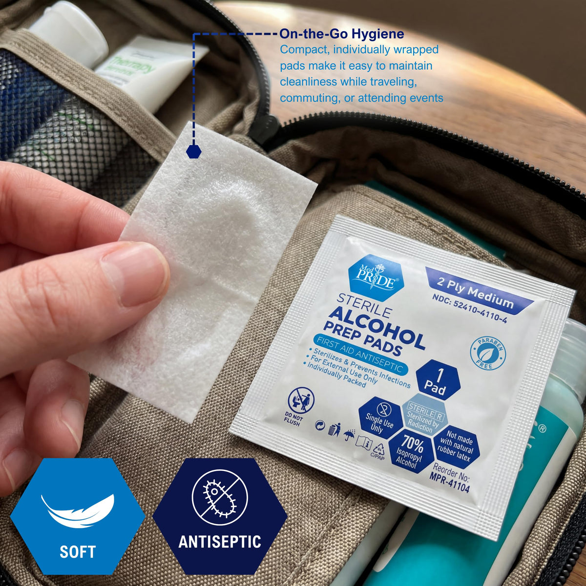 MED PRIDE Sterile Alcohol Prep Pads, 70% Isopropyl, 2-Ply, 200-Count Pack