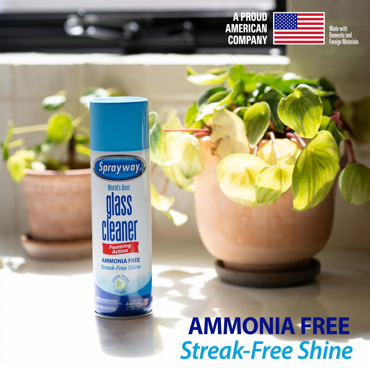 Sprayway Glass Cleaner Foaming Aerosol Spray, 19oz, Pack of 2 | Ammonia-Free, Streakless, Fast-Acting | Cleans & Polishes Glass Surfaces | Fresh Scent, Removes Fingerprints, Dust, Dirt, Smoke Film