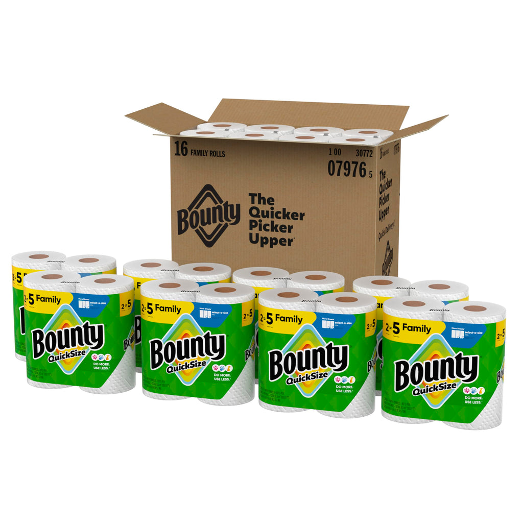 Bounty Quick Size Paper Towels, White, 8 Family Rolls