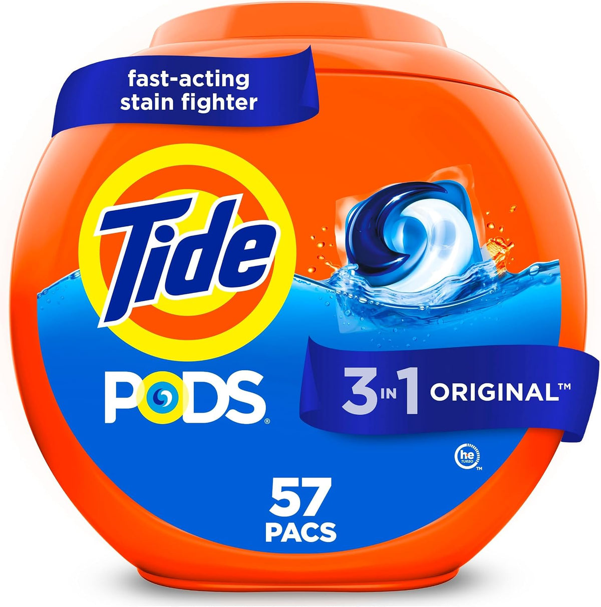 Tide PODS laundry detergent pacs, 3-in-1 Stain Remover, Odor Fighter, Color Protector, 112 Count, HE compatible, Spring Meadow Scent