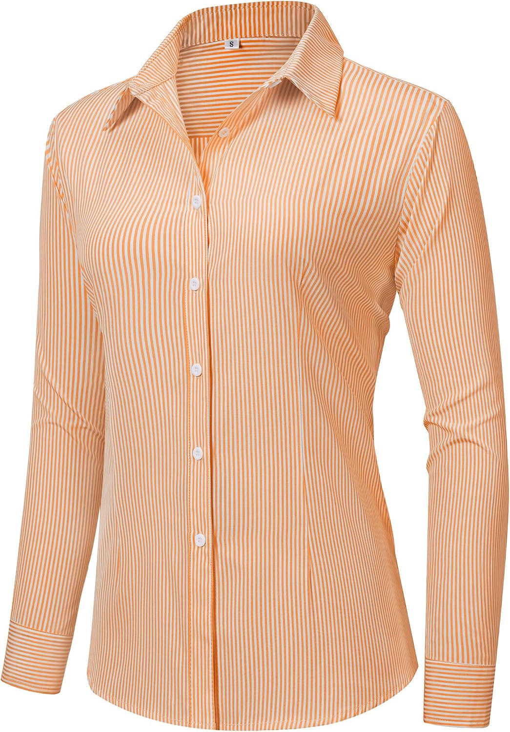siliteelon Womens Classic-Fit Dress Shirts Long Sleeve Button Down Wrinkle-Free Stretch Solid Casual Work Office Blouse Top