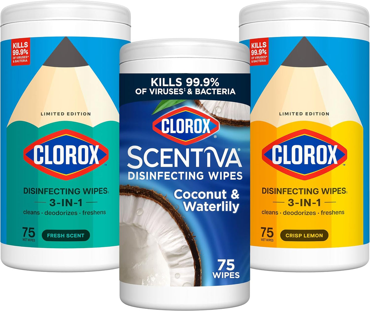 Clorox Disinfecting Wipes Cleaning Variety Pack, 75 Count, 3 Pack