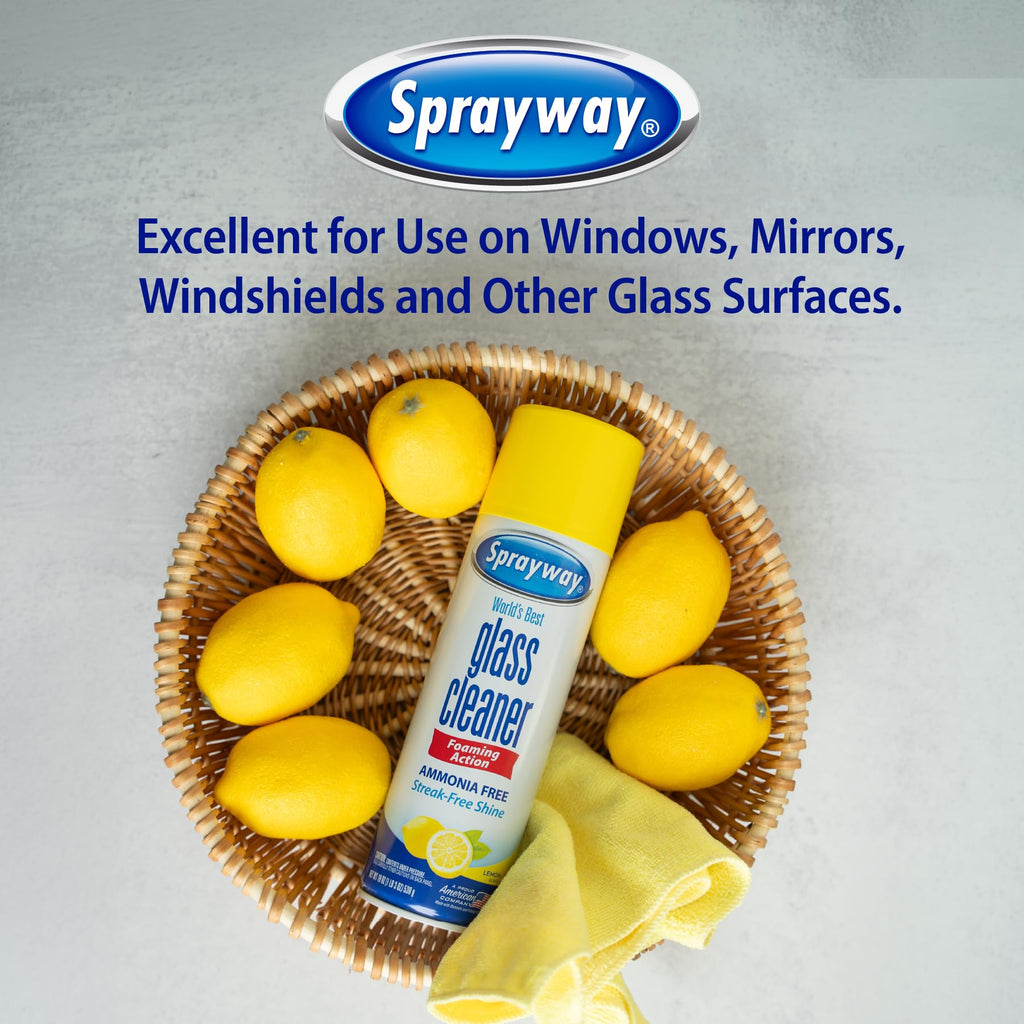 Sprayway Glass Cleaner Foaming Aerosol Spray, 19oz, Pack of 2 | Ammonia-Free, Streakless, Fast-Acting | Cleans & Polishes Glass Surfaces | Fresh Scent, Removes Fingerprints, Dust, Dirt, Smoke Film