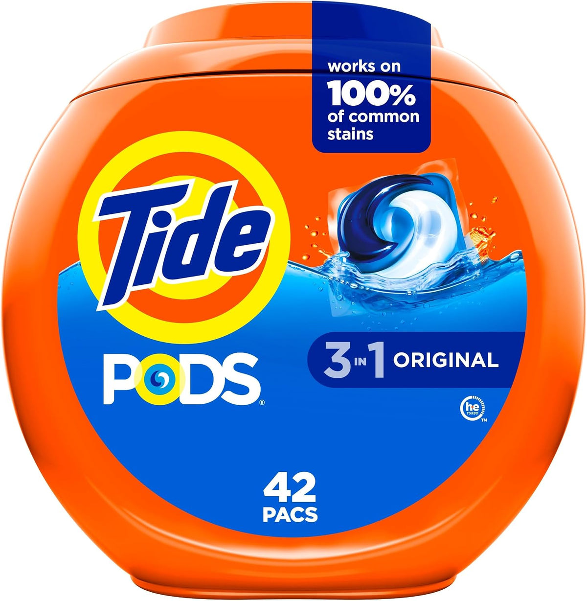 Tide PODS laundry detergent pacs, 3-in-1 Stain Remover, Odor Fighter, Color Protector, 112 Count, HE compatible, Spring Meadow Scent