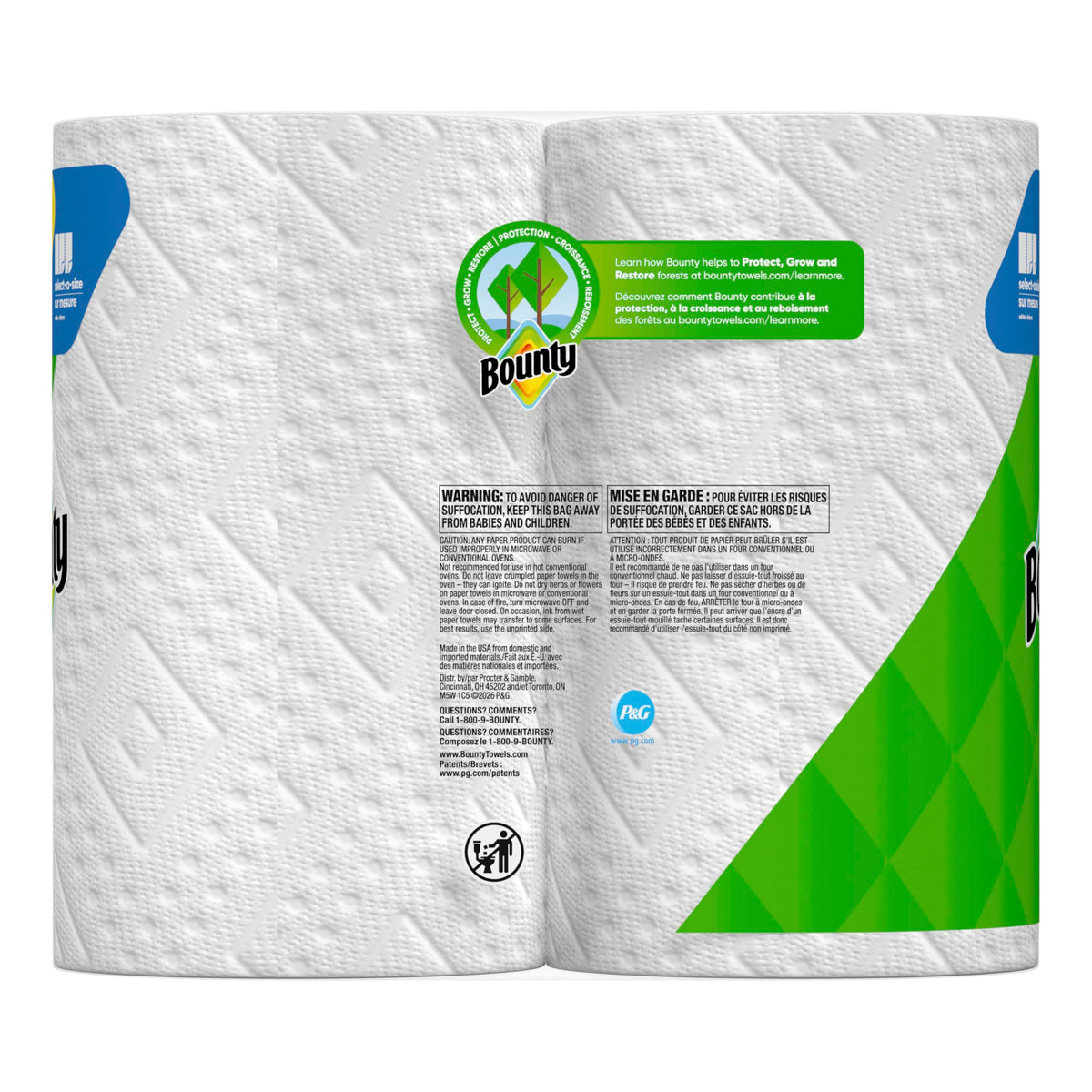 Bounty Quick Size Paper Towels, White, 8 Family Rolls