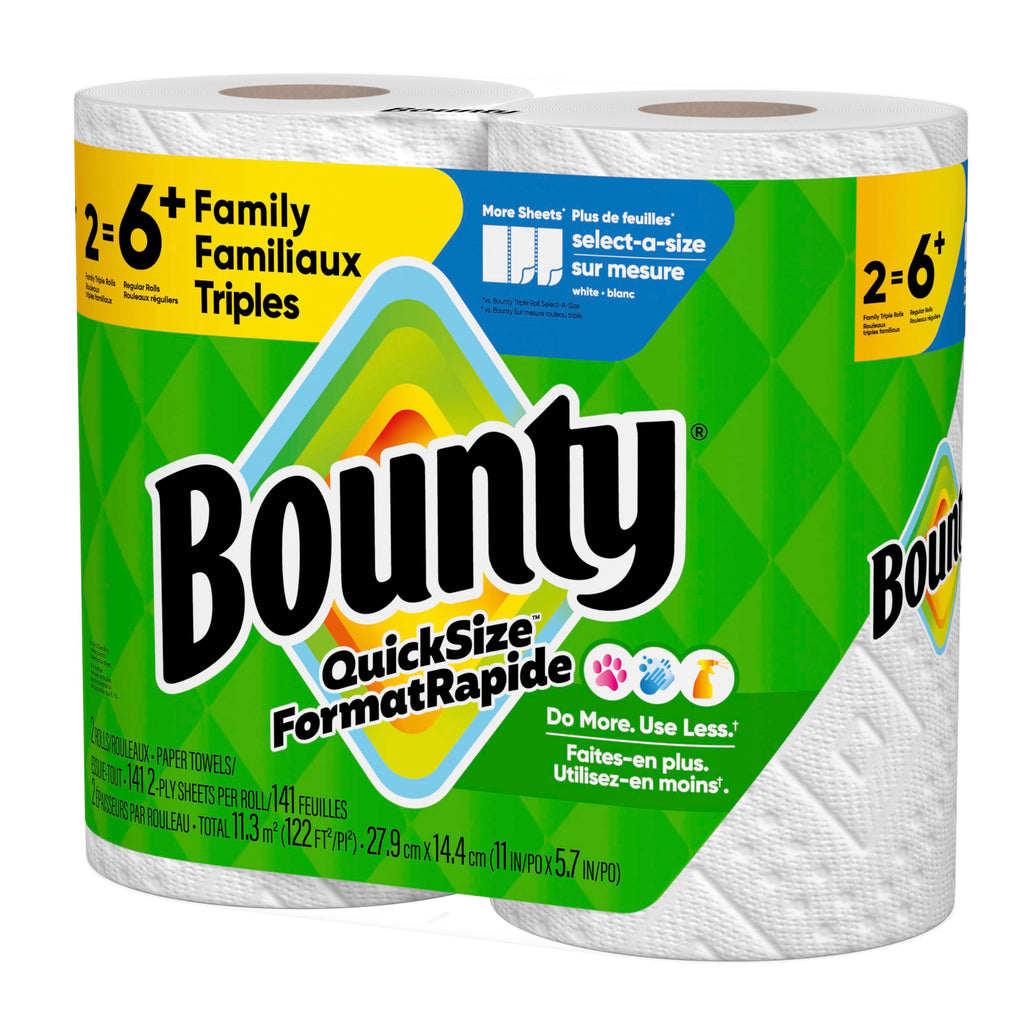 Bounty Quick Size Paper Towels, White, 8 Family Rolls