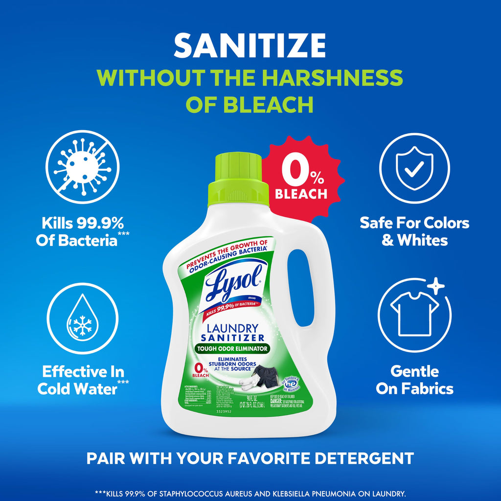 Lysol Laundry Sanitizer Liquid, Detergent Additive, Crisp Linen, 90oz