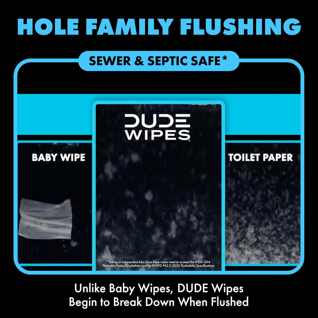 DUDE Wipes Unscented Adult Flushable Wet Wipes, Sensitive Skin, 288 Count