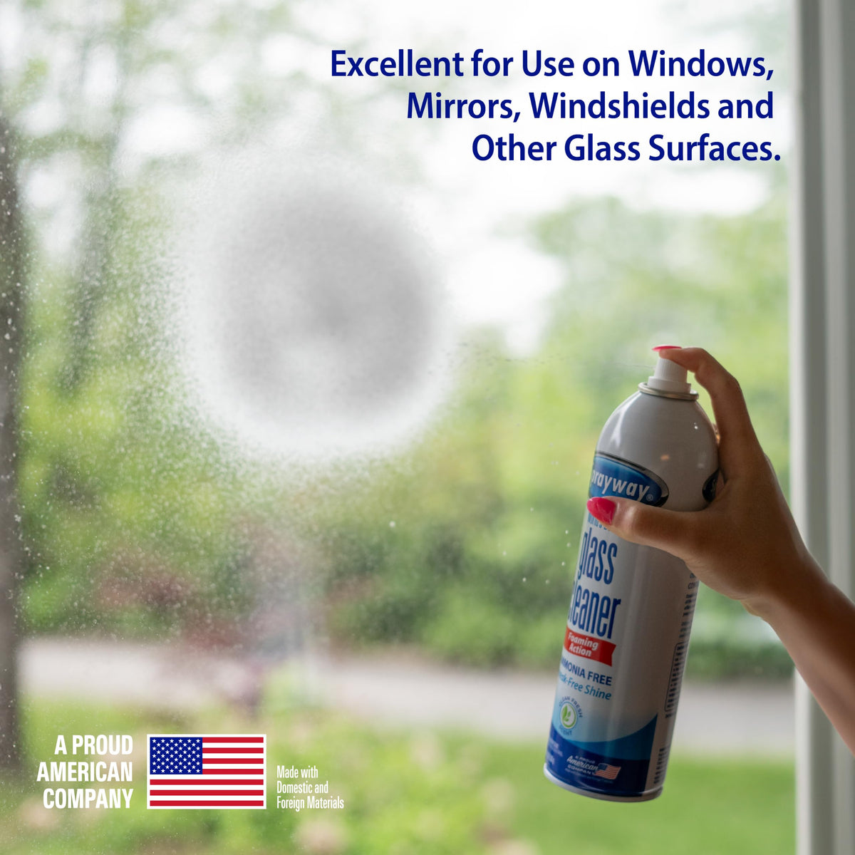 Sprayway Glass Cleaner Foaming Aerosol Spray, 19oz, Pack of 2 | Ammonia-Free, Streakless, Fast-Acting | Cleans & Polishes Glass Surfaces | Fresh Scent, Removes Fingerprints, Dust, Dirt, Smoke Film