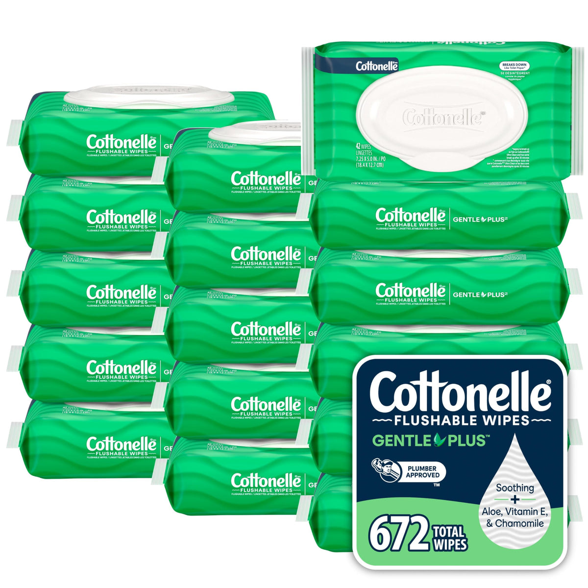 Cottonelle Fresh Feel Flushable Wet Wipes, Adult Wet Wipes, 8 Flip-Top Packs, 42 Wipes Per Pack (336 Total Wipes)
