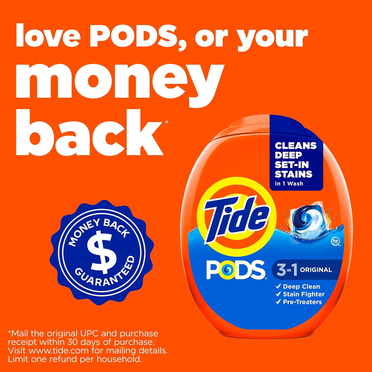 Tide PODS laundry detergent pacs, 3-in-1 Stain Remover, Odor Fighter, Color Protector, 112 Count, HE compatible, Spring Meadow Scent