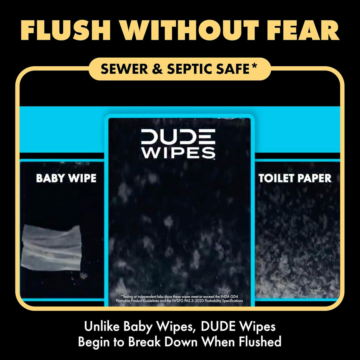 DUDE Wipes Unscented Adult Flushable Wet Wipes, Sensitive Skin, 288 Count