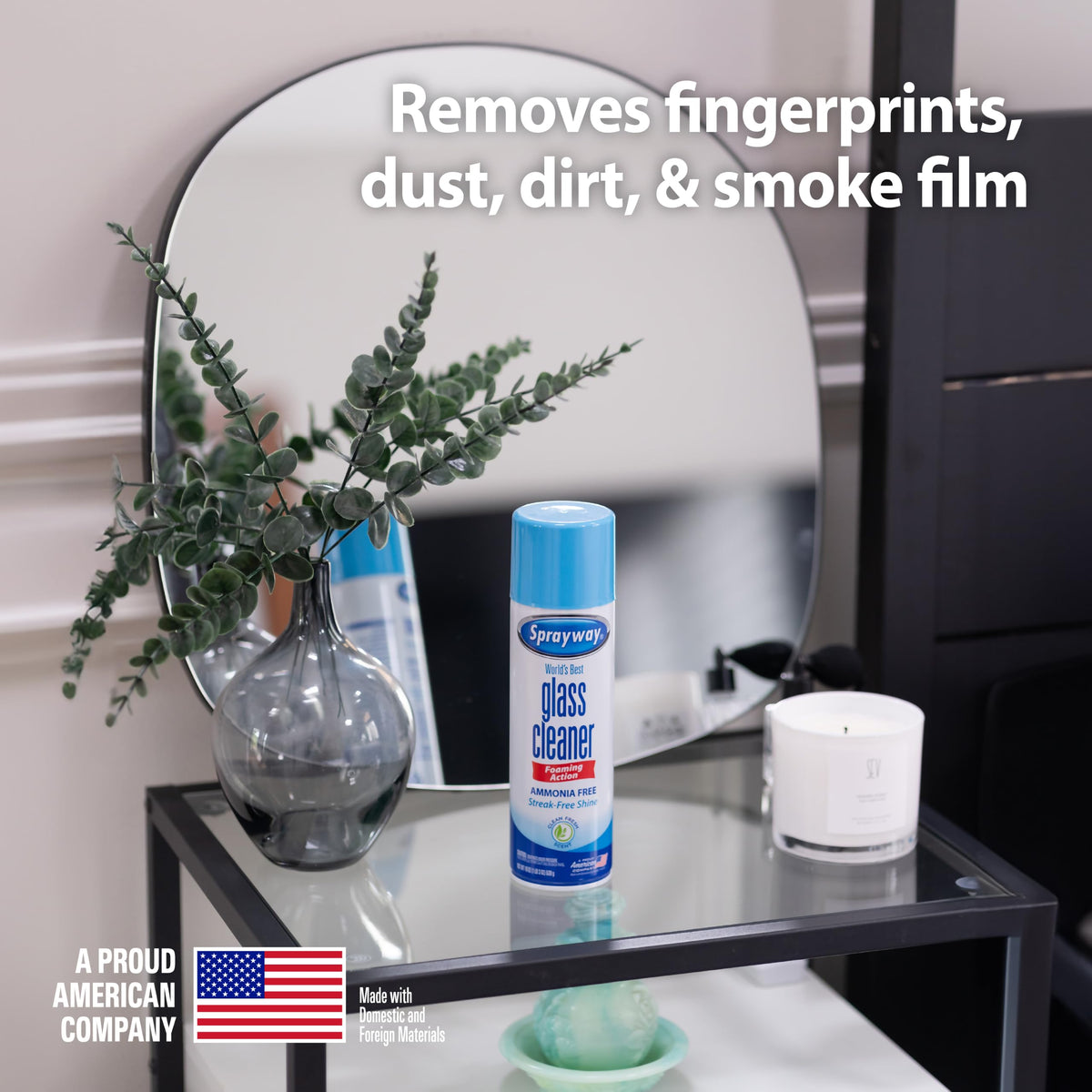 Sprayway Glass Cleaner Foaming Aerosol Spray, 19oz, Pack of 2 | Ammonia-Free, Streakless, Fast-Acting | Cleans & Polishes Glass Surfaces | Fresh Scent, Removes Fingerprints, Dust, Dirt, Smoke Film