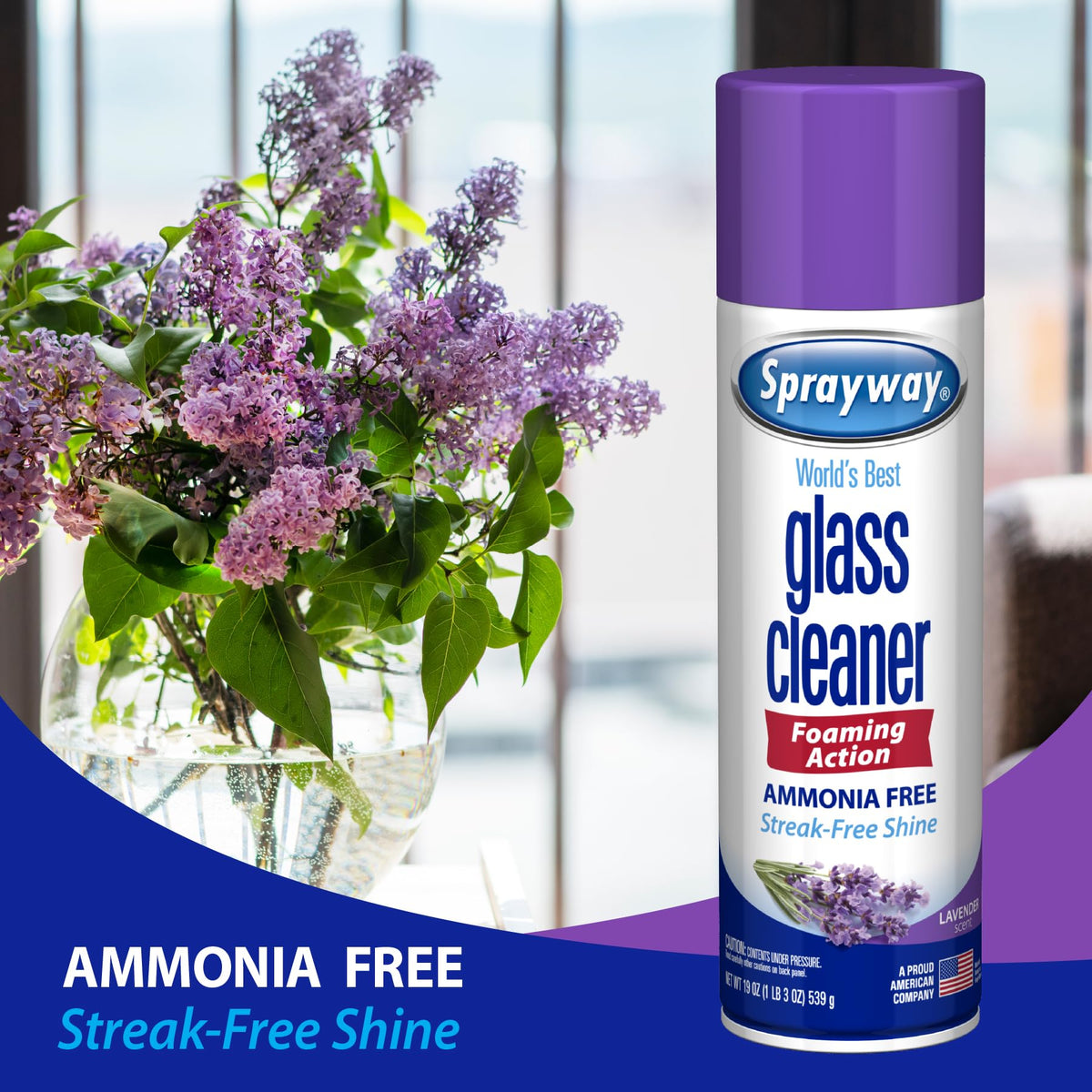 Sprayway Glass Cleaner Foaming Aerosol Spray, 19oz, Pack of 2 | Ammonia-Free, Streakless, Fast-Acting | Cleans & Polishes Glass Surfaces | Fresh Scent, Removes Fingerprints, Dust, Dirt, Smoke Film