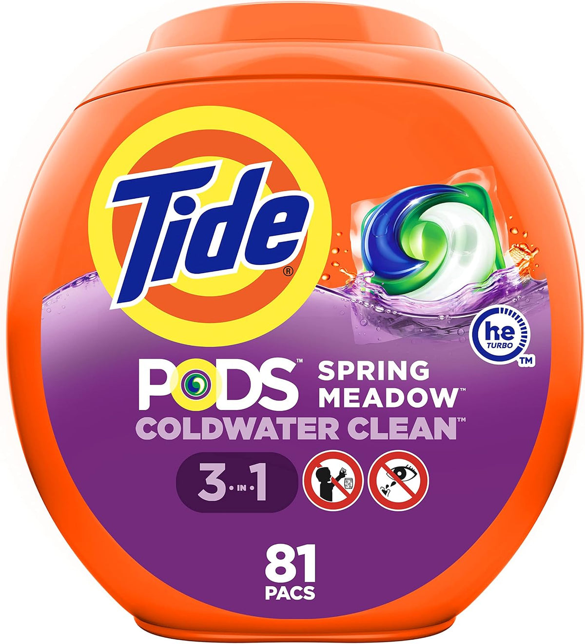 Tide PODS laundry detergent pacs, 3-in-1 Stain Remover, Odor Fighter, Color Protector, 112 Count, HE compatible, Spring Meadow Scent
