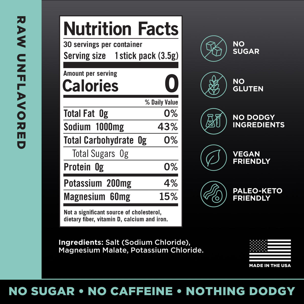 LMNT Zero Sugar Electrolytes - Raspberry Salt | Drink Mix | 30-Count