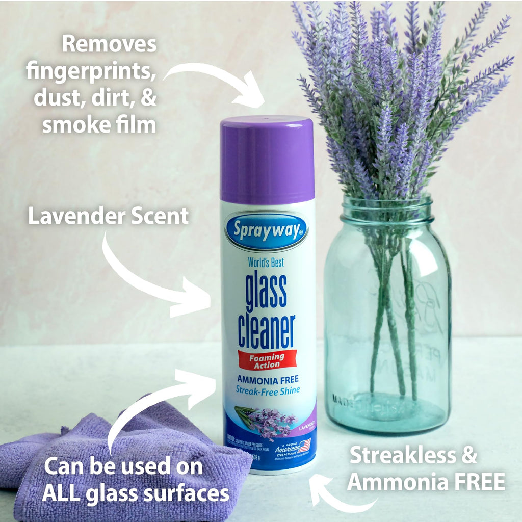 Sprayway Glass Cleaner Foaming Aerosol Spray, 19oz, Pack of 2 | Ammonia-Free, Streakless, Fast-Acting | Cleans & Polishes Glass Surfaces | Fresh Scent, Removes Fingerprints, Dust, Dirt, Smoke Film