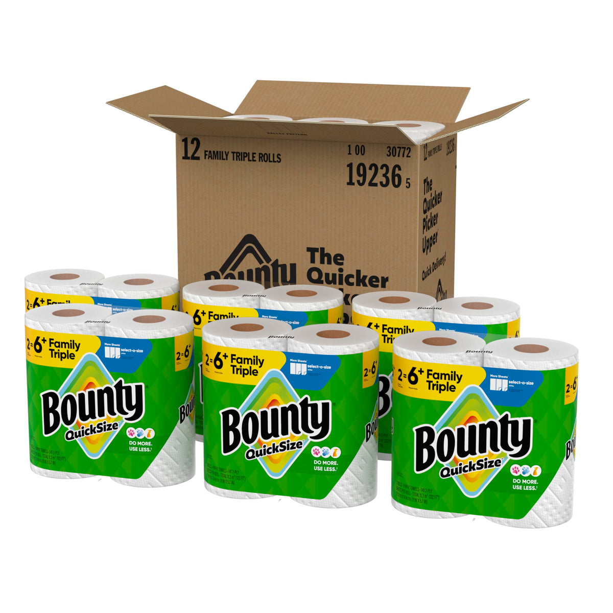 Bounty Quick Size Paper Towels, White, 8 Family Rolls