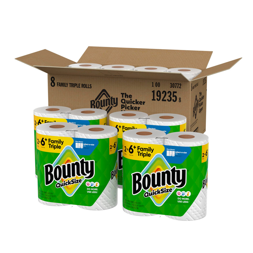 Bounty Quick Size Paper Towels, White, 8 Family Rolls