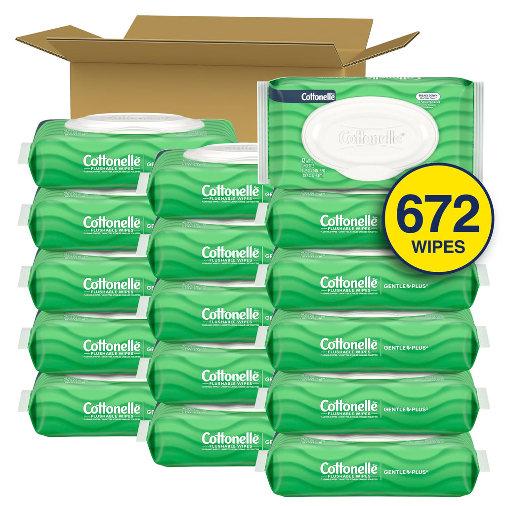 Cottonelle Fresh Feel Flushable Wet Wipes, Adult Wet Wipes, 8 Flip-Top Packs, 42 Wipes Per Pack (336 Total Wipes)