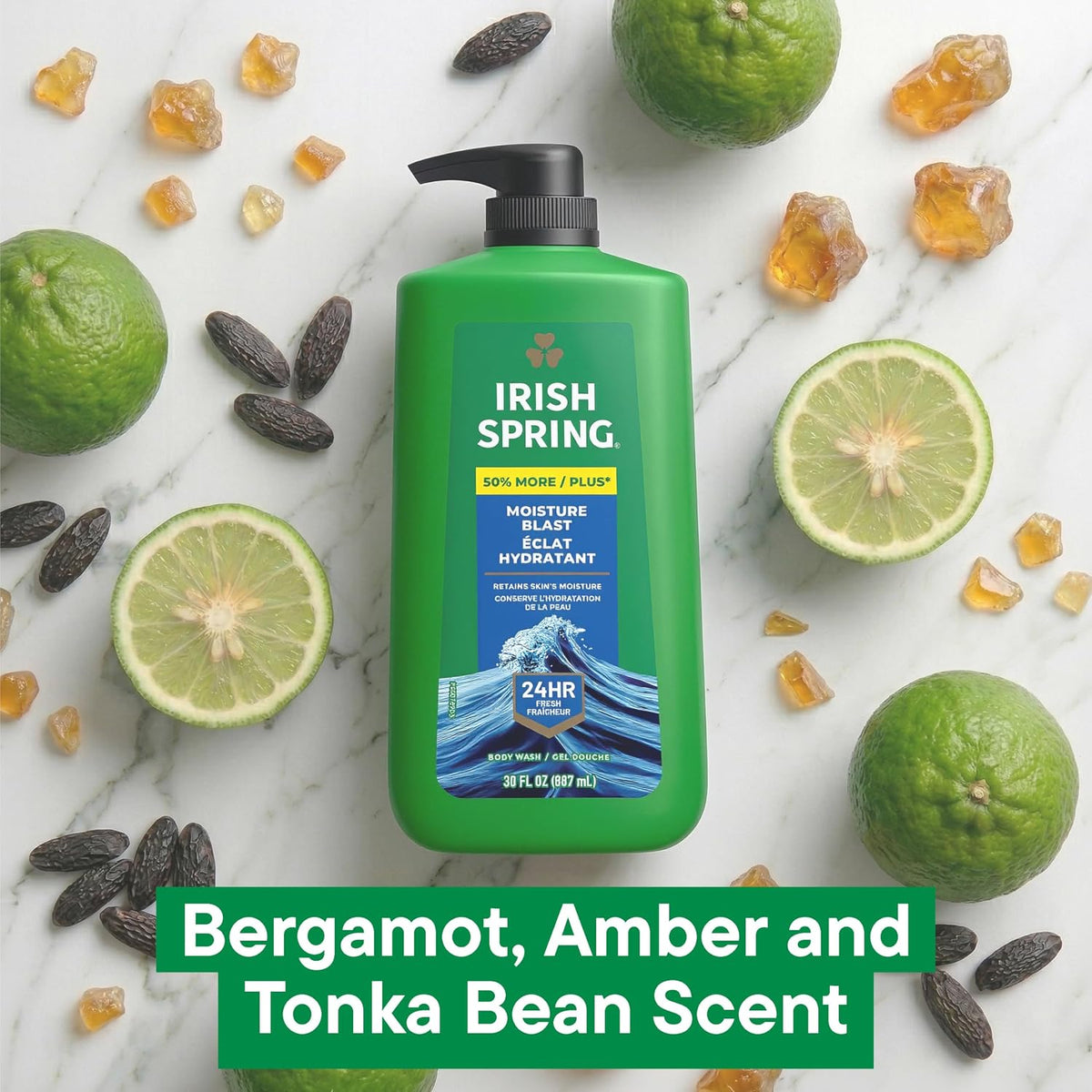 Irish Spring 5 in 1 Body Wash for Men, Fresh Eucalyptus & Bergamot, 887 mL