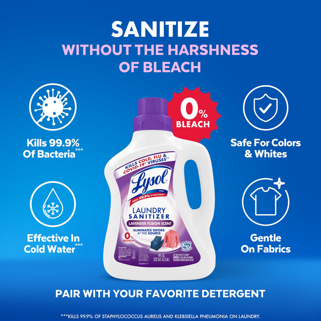 Lysol Laundry Sanitizer Liquid, Detergent Additive, Crisp Linen, 90oz