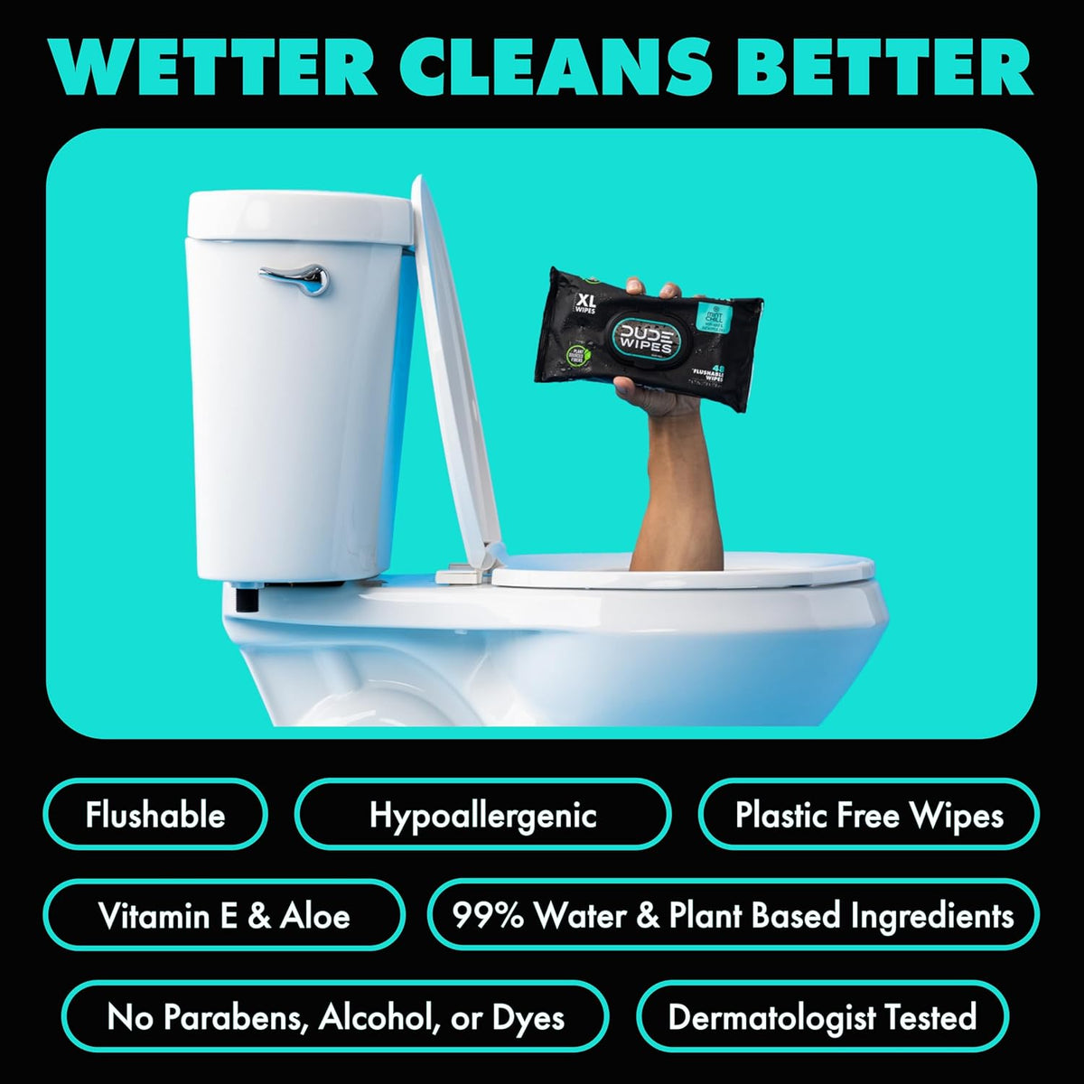 DUDE Wipes Unscented Adult Flushable Wet Wipes, Sensitive Skin, 288 Count