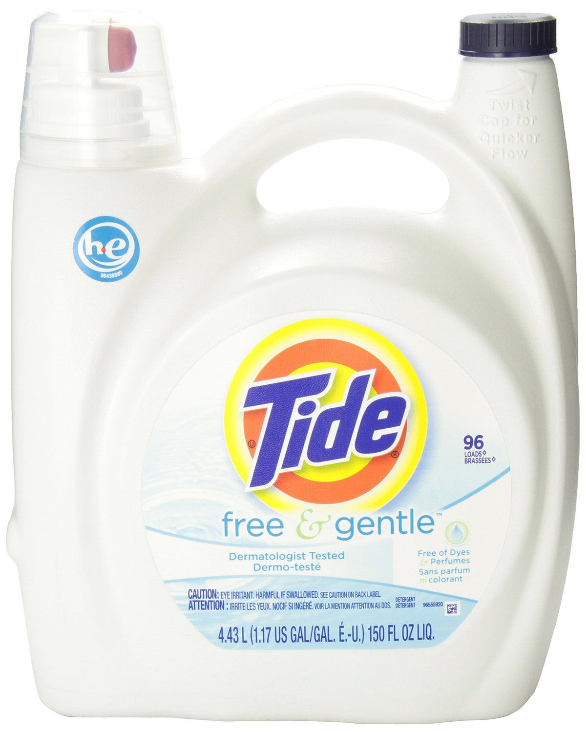 Tide Free & Gentle Liquid Laundry Detergent, Unscented, 1.47 L (32 Loads)