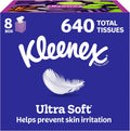 Kleenex Ultra Soft Facial Tissues, 8 Cube Boxes, 80 Tissues per Box