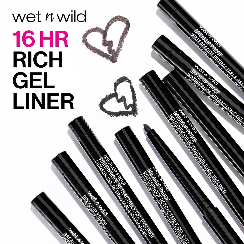 wet n wild Mega Last Breakup Proof Waterproof Retractable Gel Eyeliner - Ultra Pigmented 16-Hour Long Wear, Smudge Proof Satin Finish Formula, Cruelty-Free & Vegan - Brick Brown
