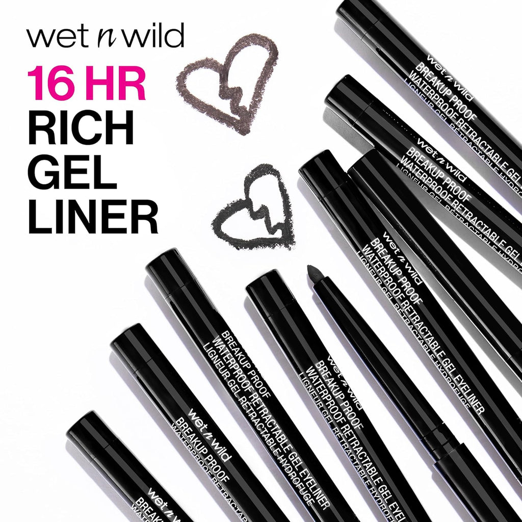 wet n wild Mega Last Breakup Proof Waterproof Retractable Gel Eyeliner - Ultra Pigmented 16-Hour Long Wear, Smudge Proof Satin Finish Formula, Cruelty-Free & Vegan - Brick Brown