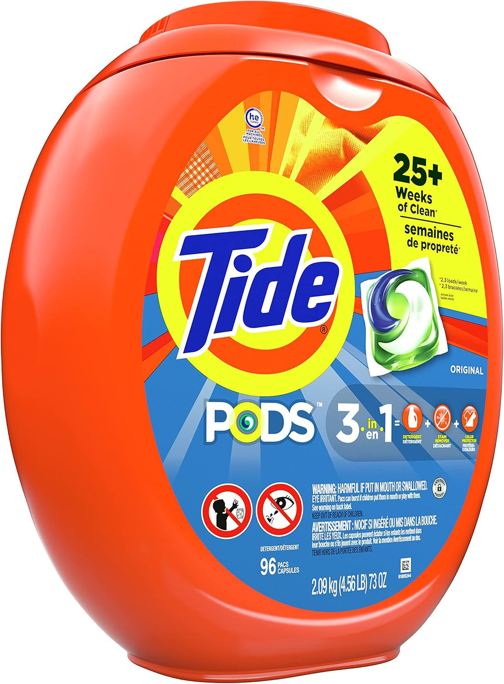 Tide PODS laundry detergent pacs, 3-in-1 Stain Remover, Odor Fighter, Color Protector, 112 Count, HE compatible, Spring Meadow Scent