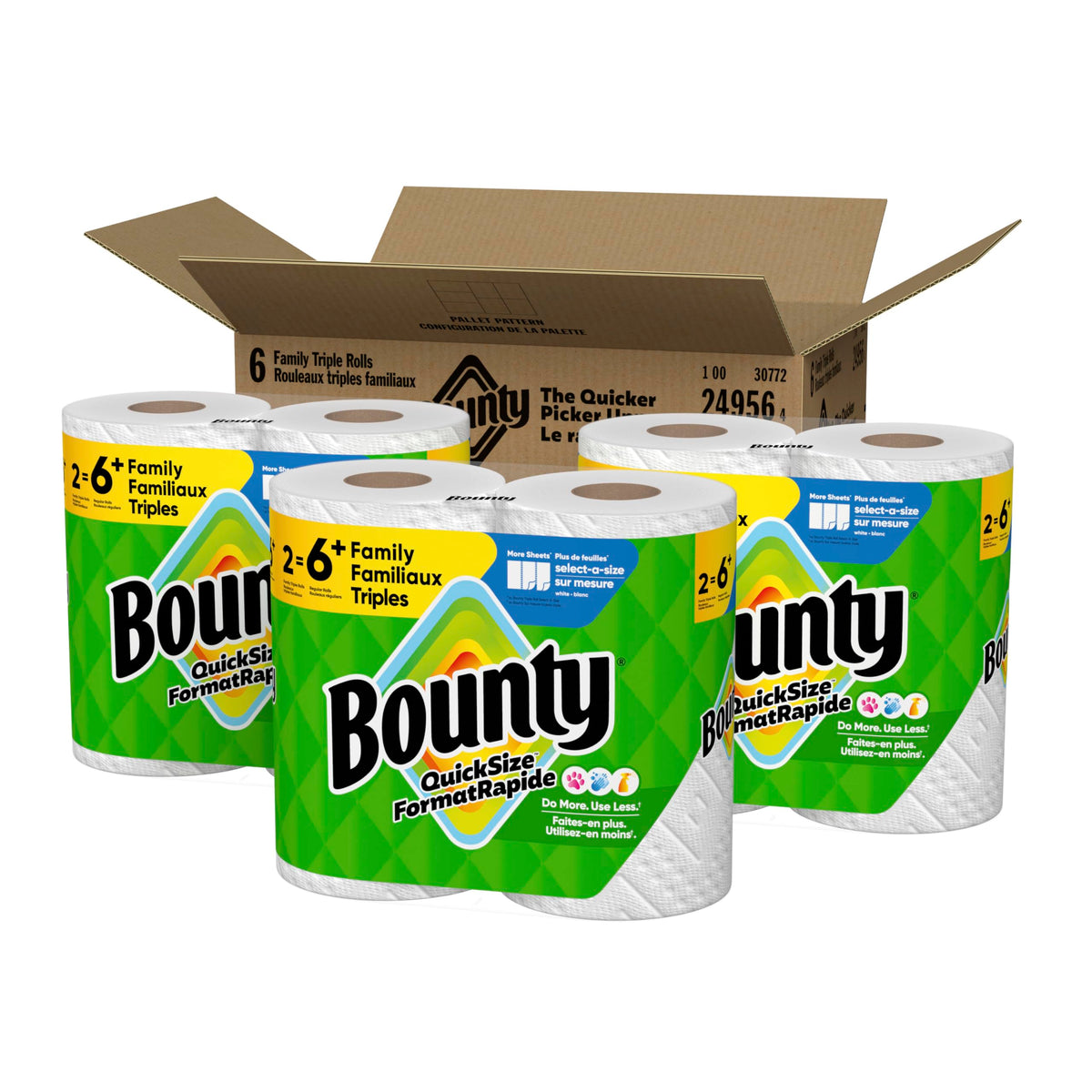 Bounty Quick Size Paper Towels, White, 8 Family Rolls
