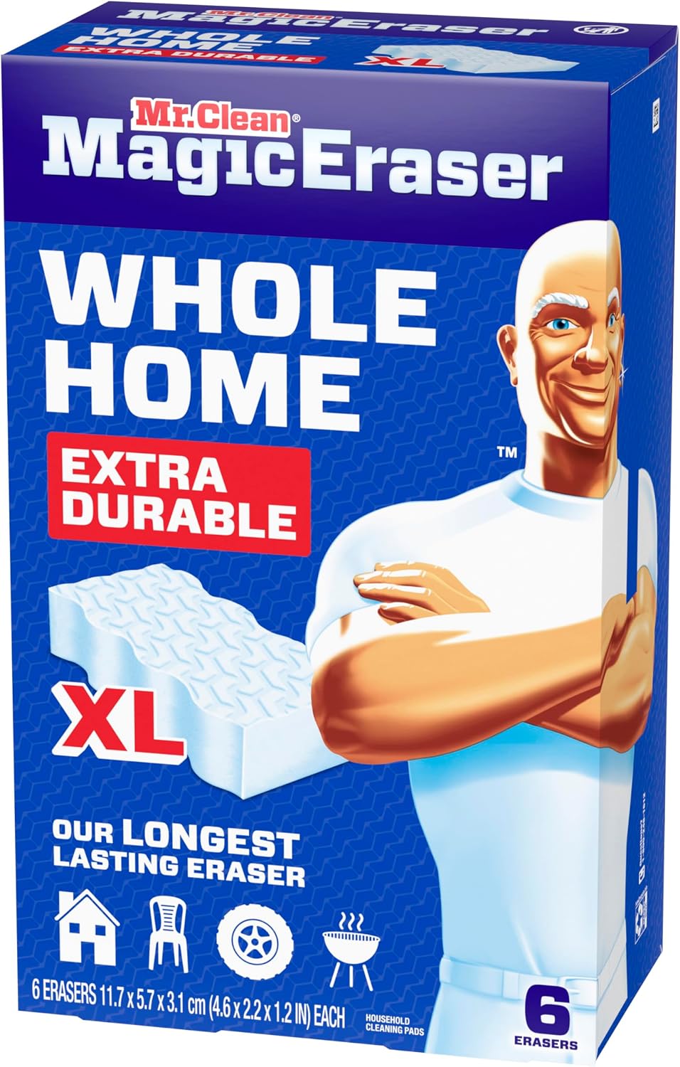 Mr. Clean Magic Eraser, All Purpose Cleaner, Cleaning Scrubber, Wall, Sneaker, Kitchen, Bathroom, Shower Cleaning Supplies, Melamine Pads, Whole Home Extra Durable, 12ct