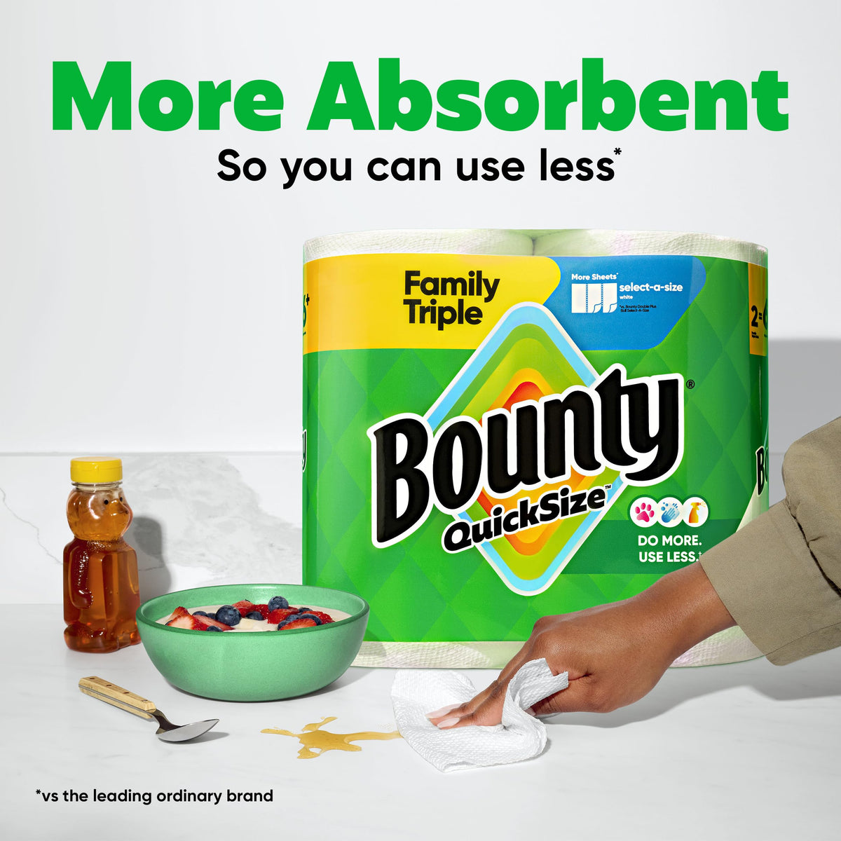 Bounty Quick Size Paper Towels, White, 8 Family Rolls