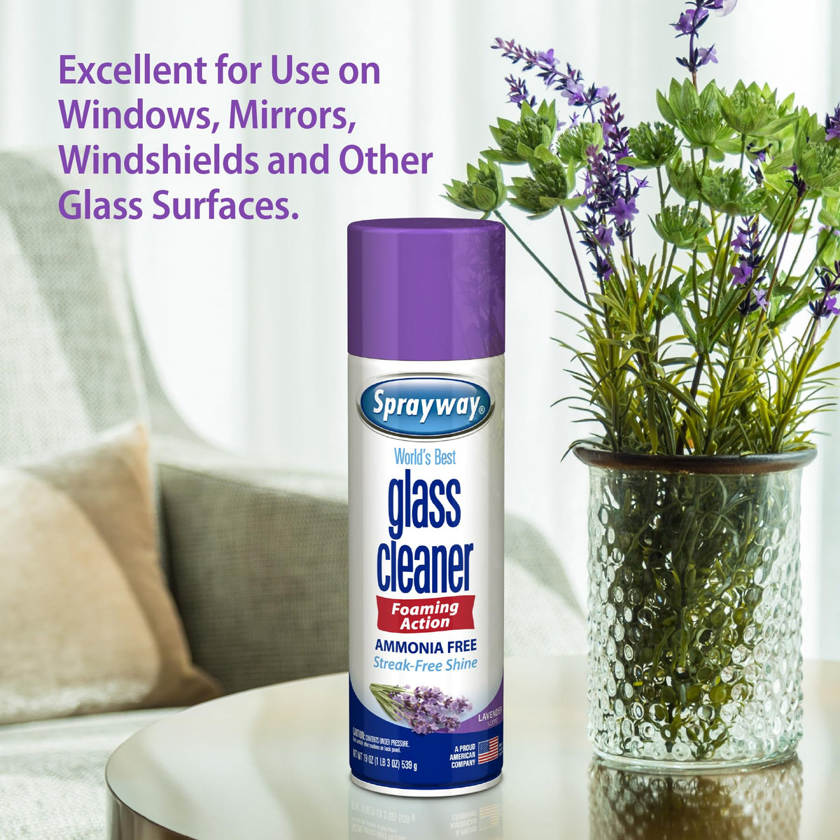 Sprayway Glass Cleaner Foaming Aerosol Spray, 19oz, Pack of 2 | Ammonia-Free, Streakless, Fast-Acting | Cleans & Polishes Glass Surfaces | Fresh Scent, Removes Fingerprints, Dust, Dirt, Smoke Film