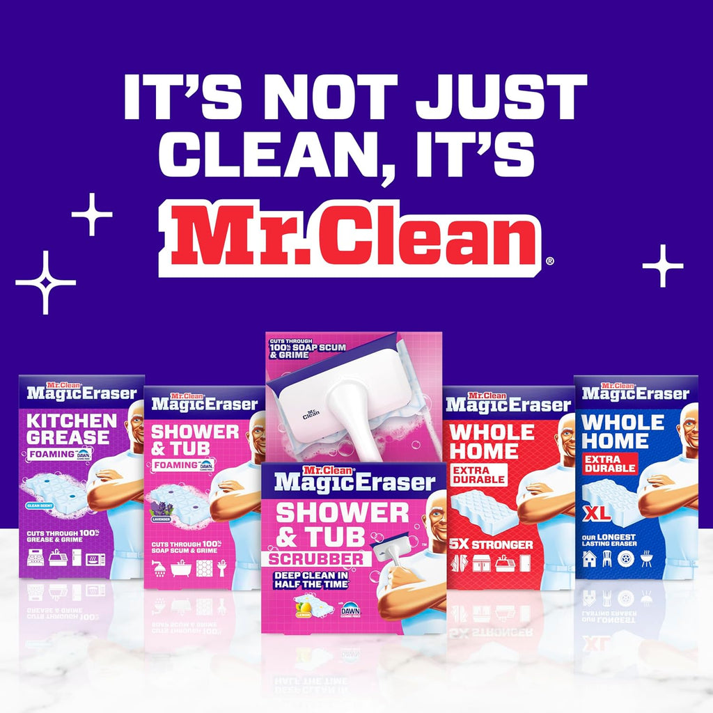 Mr. Clean Magic Eraser, All Purpose Cleaner, Cleaning Scrubber, Wall, Sneaker, Kitchen, Bathroom, Shower Cleaning Supplies, Melamine Pads, Whole Home Extra Durable, 12ct