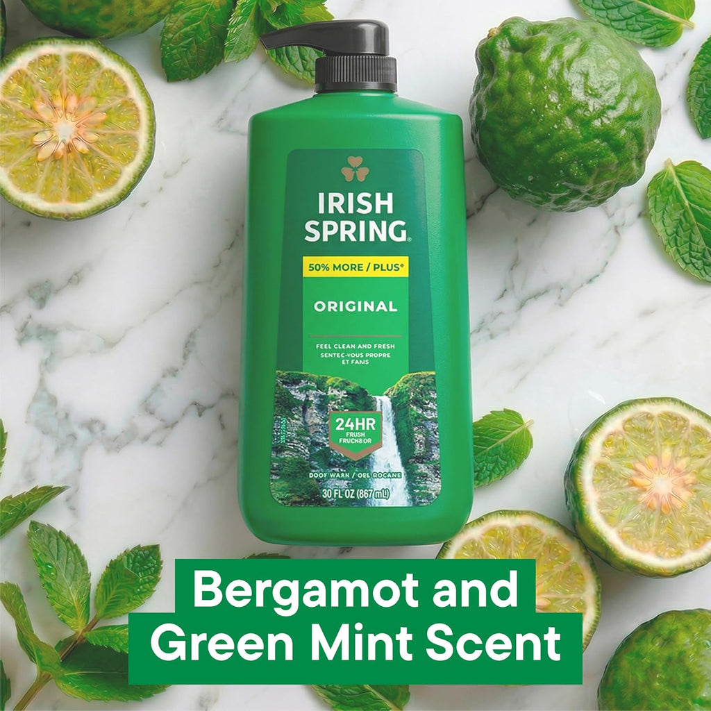 Irish Spring 5 in 1 Body Wash for Men, Fresh Eucalyptus & Bergamot, 887 mL