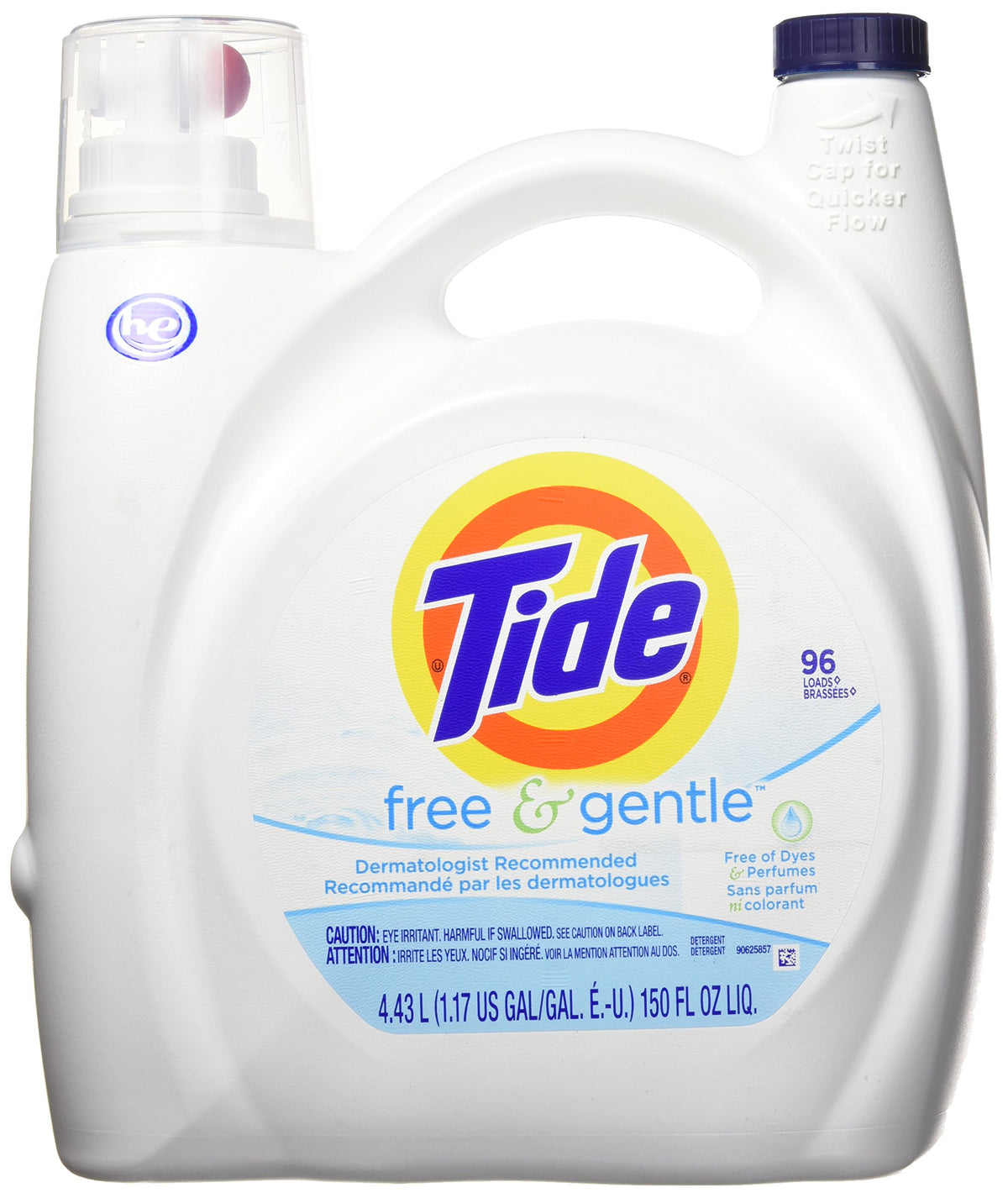 Tide Free & Gentle Liquid Laundry Detergent, Unscented, 1.47 L (32 Loads)