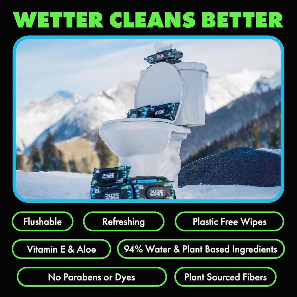 DUDE Wipes Unscented Adult Flushable Wet Wipes, Sensitive Skin, 288 Count