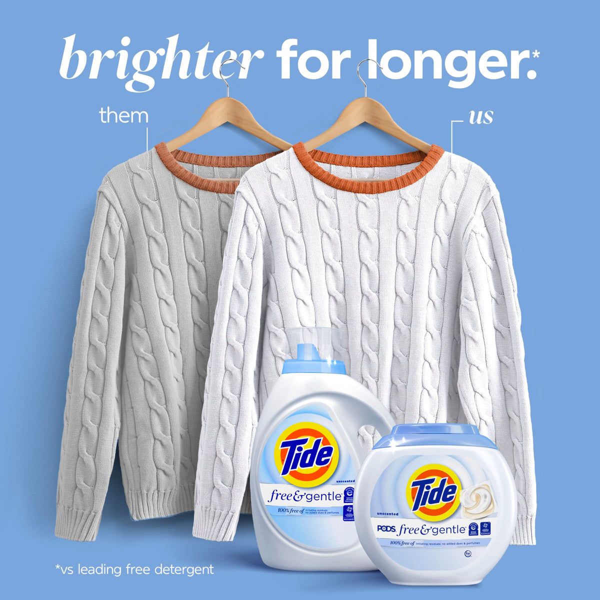 Tide Free & Gentle Liquid Laundry Detergent, Unscented, 1.47 L (32 Loads)