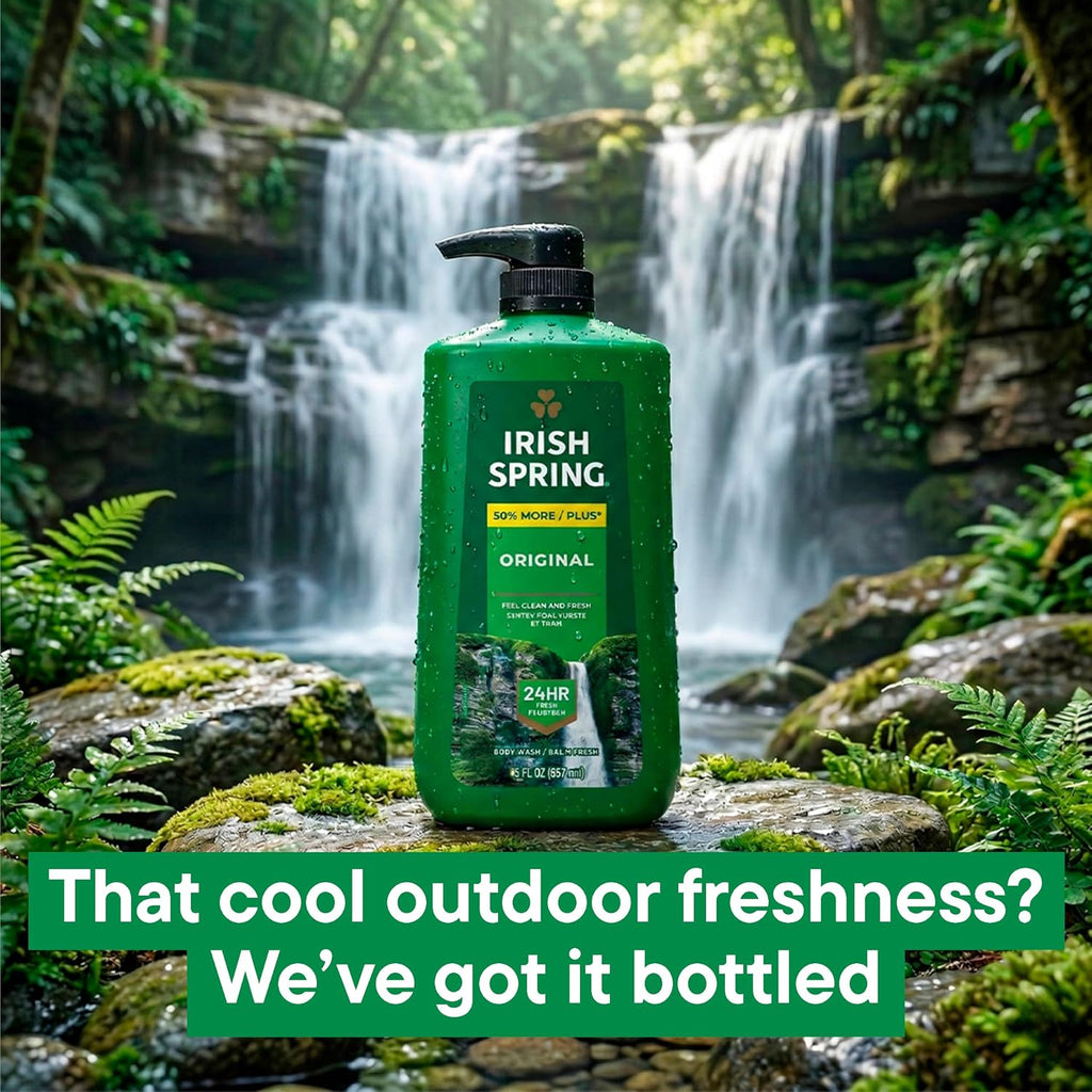 Irish Spring 5 in 1 Body Wash for Men, Fresh Eucalyptus & Bergamot, 887 mL