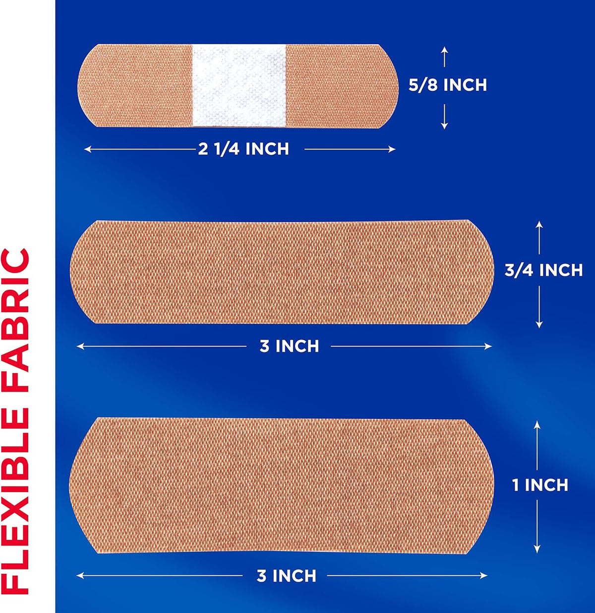 BAND-AID Brand Flexible Fabric Adhesive Bandages, Assorted Sizes, 100 Count